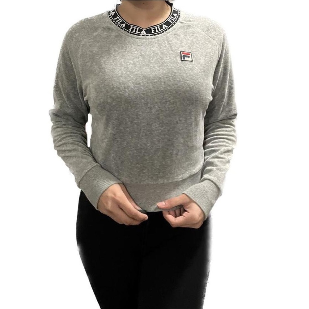 gray long sleeve FILA shirt